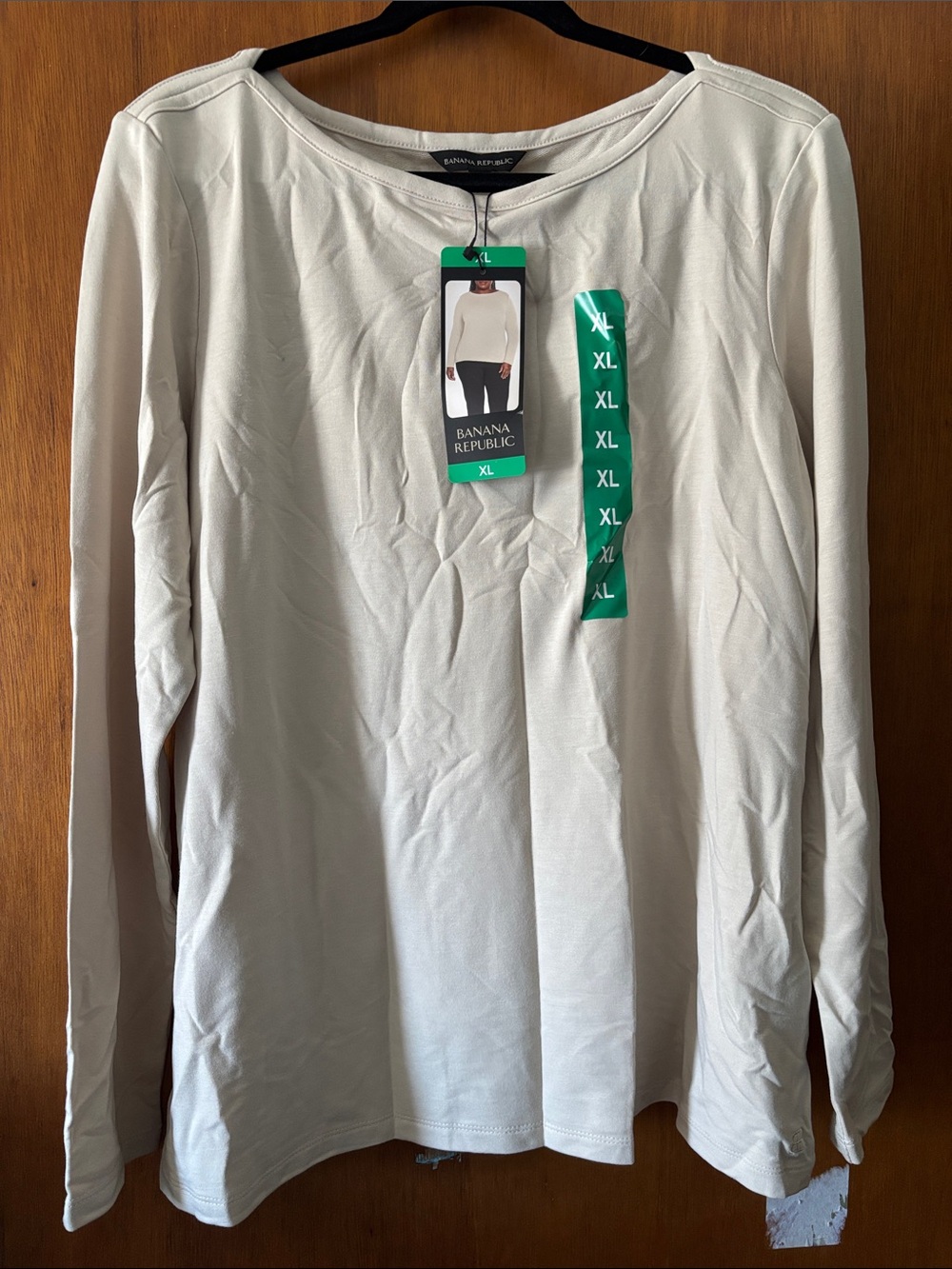 Banana Republic Long-Sleeve Crewneck Shirt in Cream
